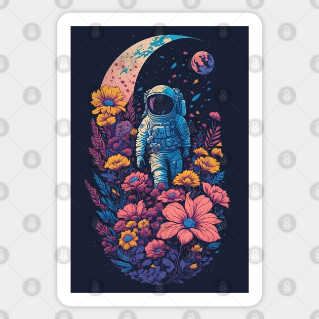 Astronaut in Flowers Sticker by TeesCity